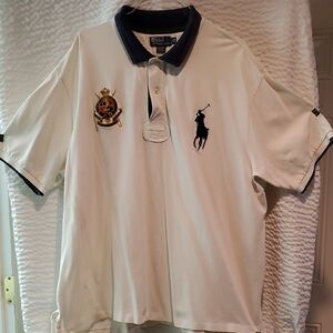Polo by Ralph Lauren White and Blue Polo Shirt with Iconic Embroidery